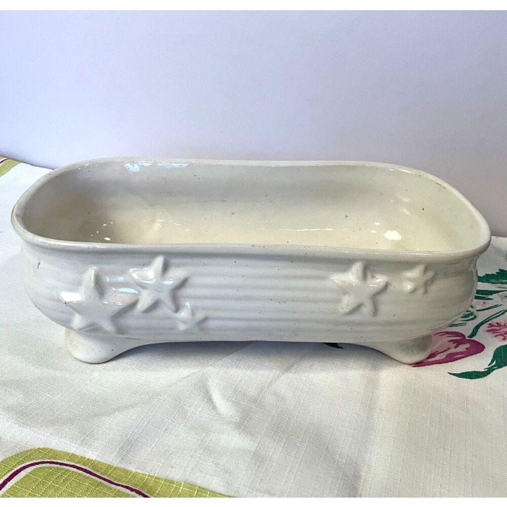 White pottery planter star design vintage must see